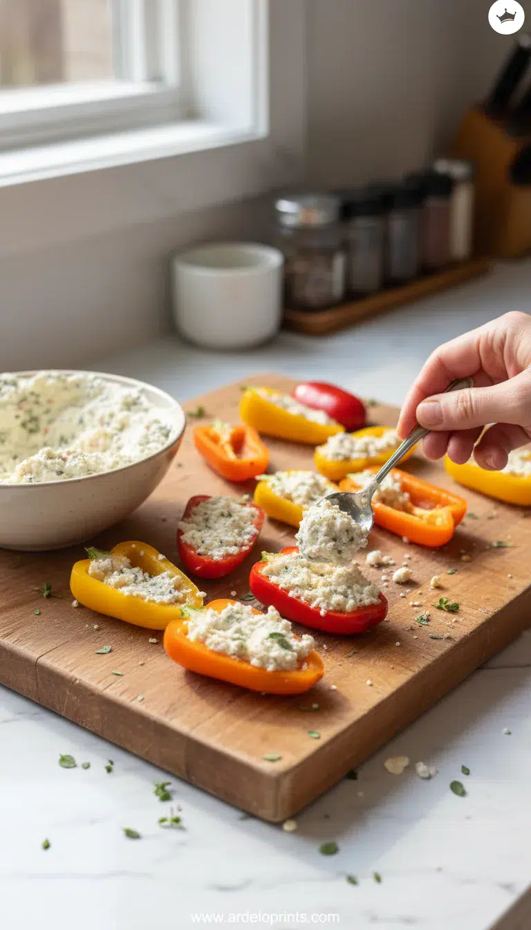 Stuffed Mini Peppers: Quick & Healthy Snack - cooking process
