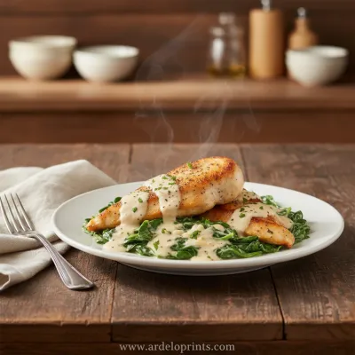Creamy Spinach Garlic Chicken Recipe - ready to serve