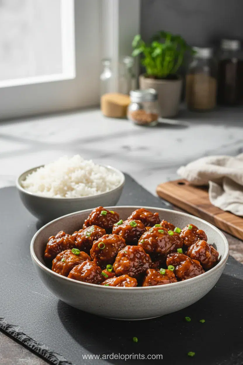 Easy Crockpot General Tso's Chicken Recipe - final presentation