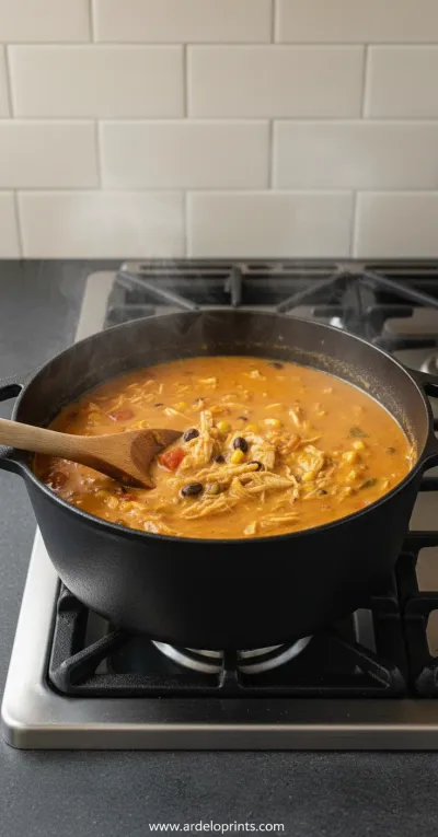 Creamy Chicken Tortilla Soup Recipe - cooking process