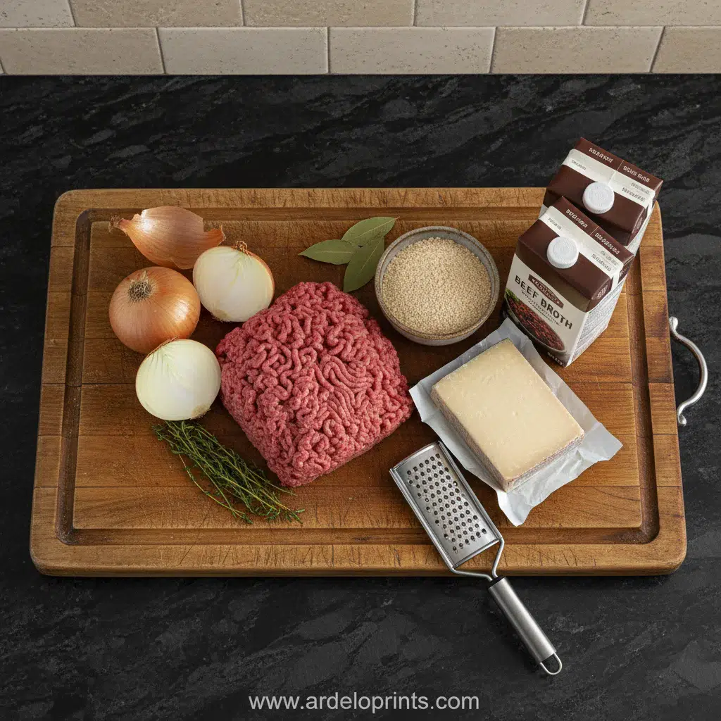 Cheesy French Onion Meatballs Recipe - ingredients preparation