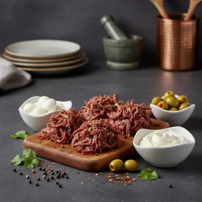 Snack Eyeballs Halloween Featuring Jerked Beef - ingredients preparation