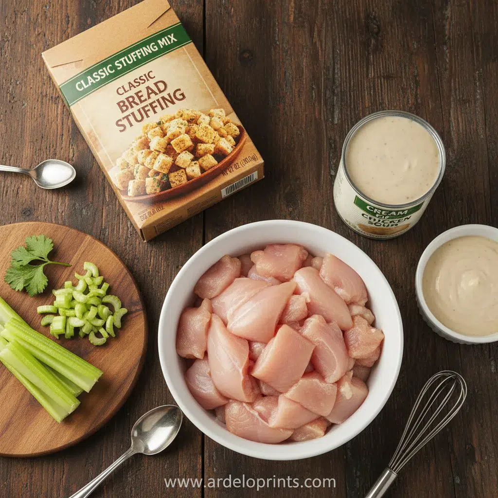 Chicken and Stuffing Casserole: Easy Recipe - ingredients preparation