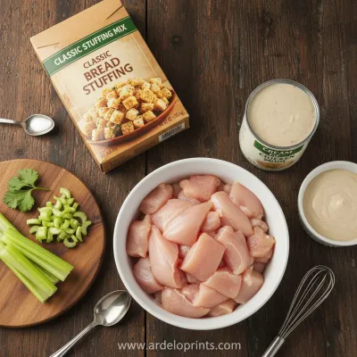 Chicken and Stuffing Casserole: Easy Recipe - ingredients preparation