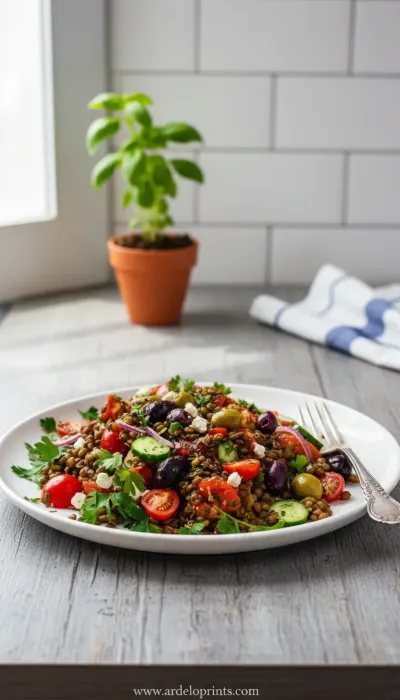 Mediterranean Lentil Salad: Fresh & Healthy - ready to serve