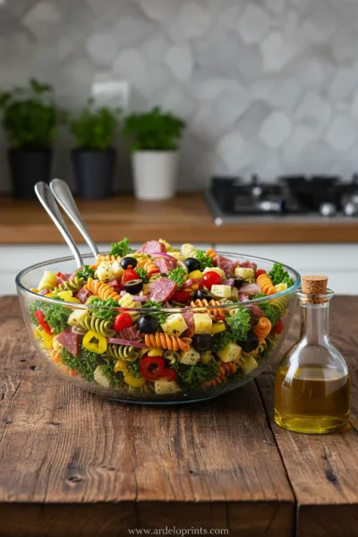 Antipasto Pasta Salad: Rainbow Recipe - ready to serve