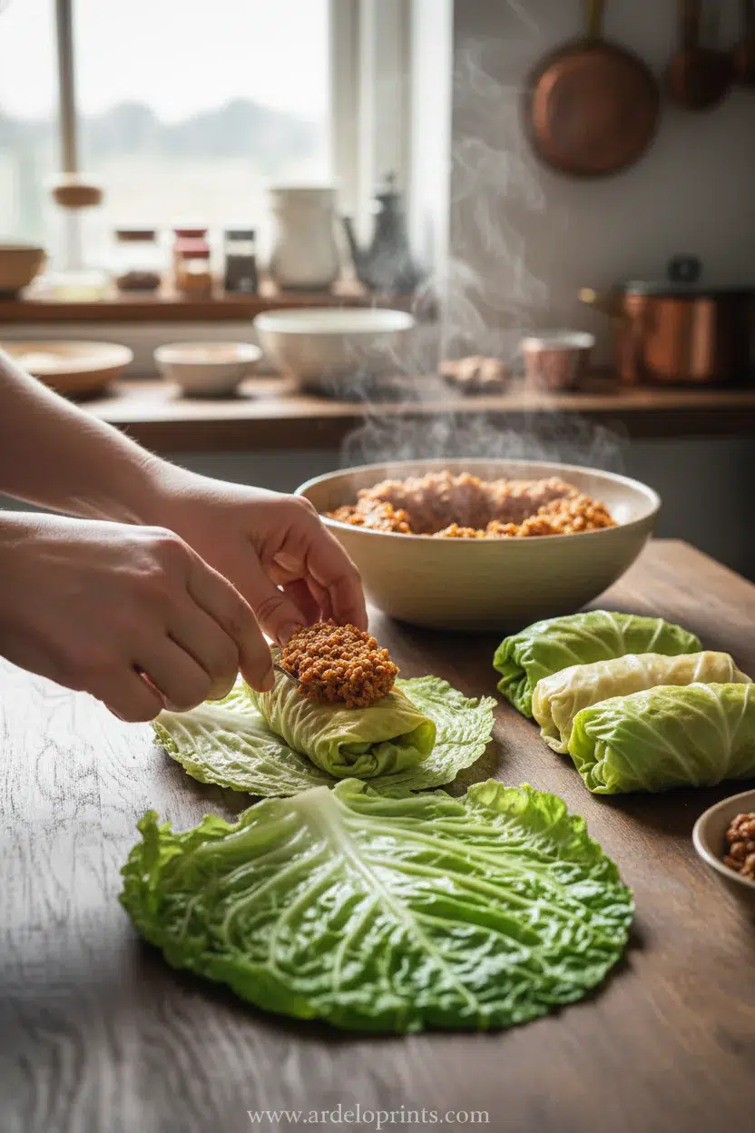 Deconstructed Cabbage Roll Skillet - cooking process