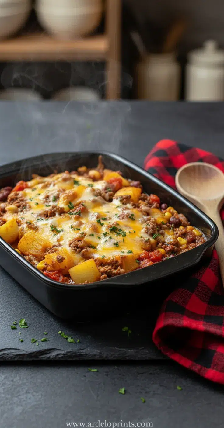 Slow Cooker Cowboy Casserole - final presentation