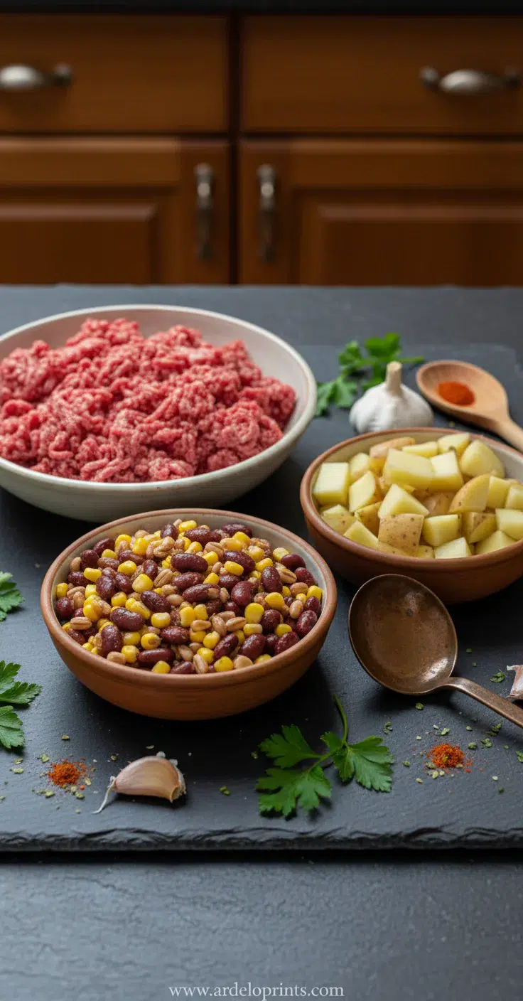 Slow Cooker Cowboy Casserole - ingredients preparation