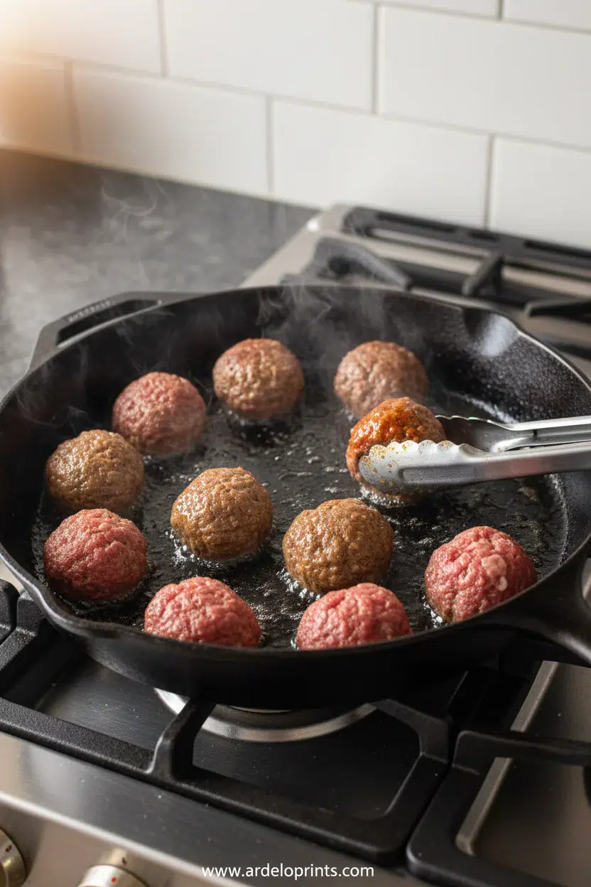 Slow Cooker Salisbury Steak Meatballs Recipe - cooking process