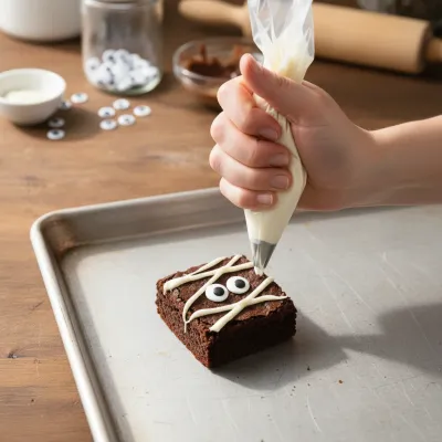 Mummy Brownies: Spooky Halloween Treat - cooking process