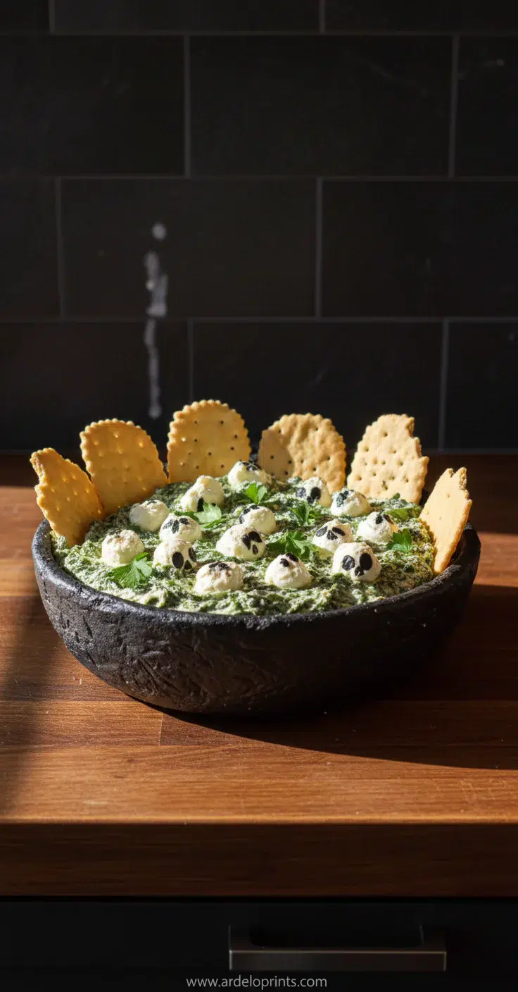 Spooky Graveyard Spinach Dip: Halloween Treat - final presentation