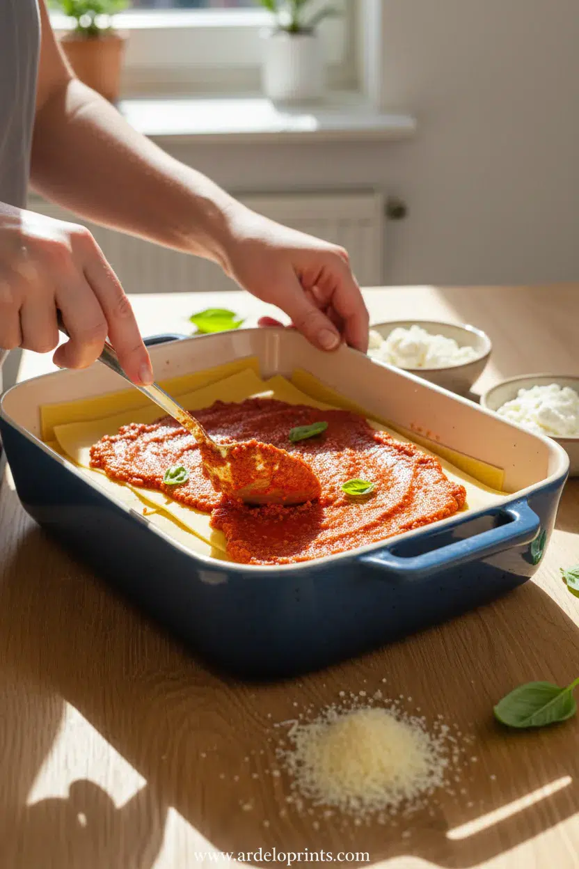 Crowd-Pleasing Cheesy Beef & Pasta Bake - cooking process