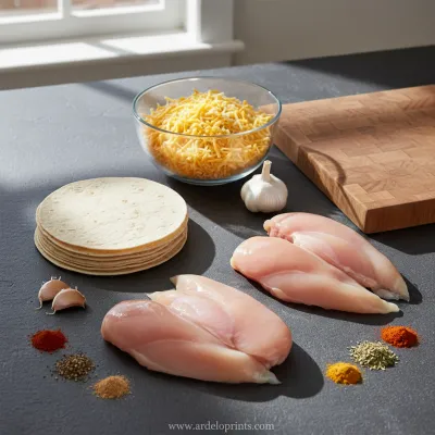 Cheesy Garlic Chicken Wraps Recipe - ingredients preparation