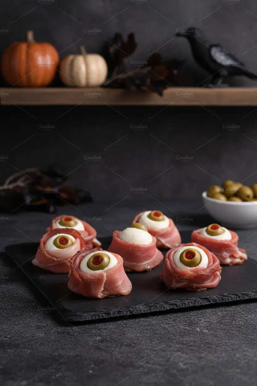 Snack Eyeballs Halloween Featuring Jerked Beef - final presentation