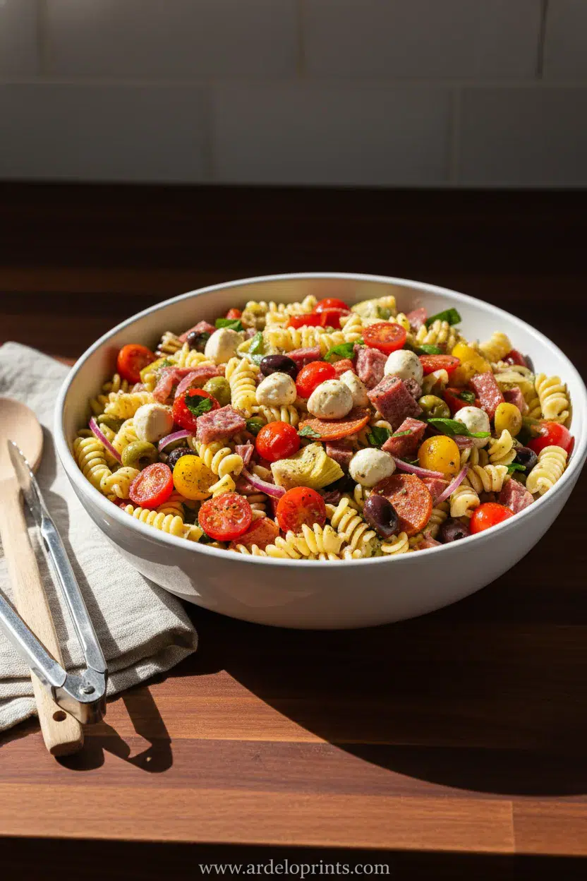 Easy Italian Antipasto Pasta Salad Recipe - final presentation