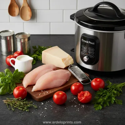 Crock Pot Chicken Parmesan Soup Recipe - ingredients preparation