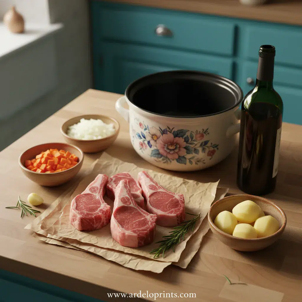 Hearty Crockpot Lamb Chops - ingredients preparation