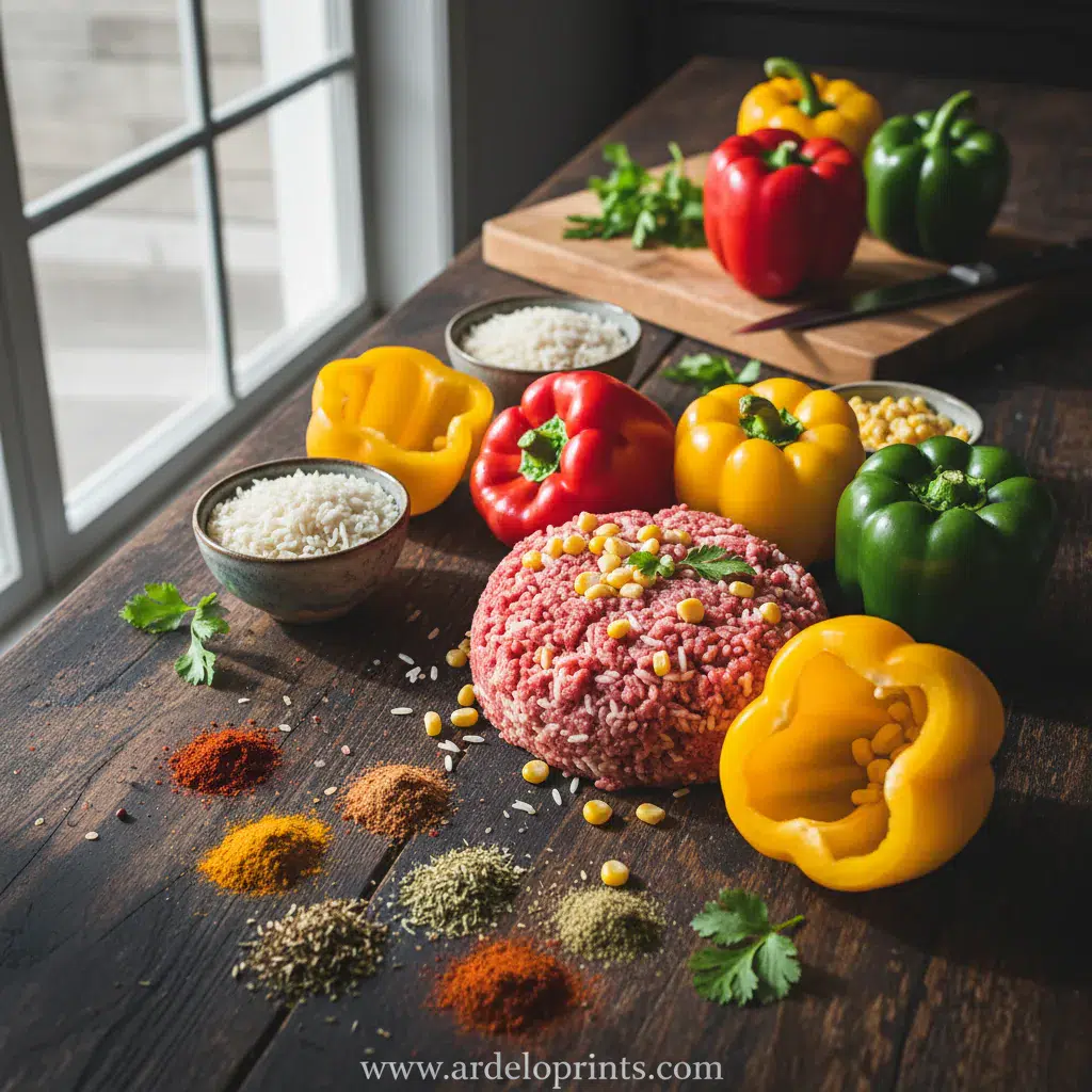 Slow Cooker Stuffed Bell Peppers Recipe - ingredients preparation