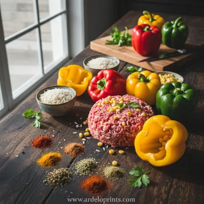 Slow Cooker Stuffed Bell Peppers Recipe - ingredients preparation