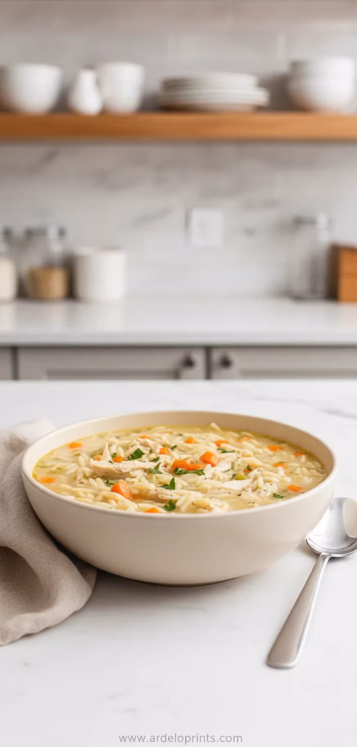 Lemon Chicken Orzo Soup: Easy Recipe - final presentation