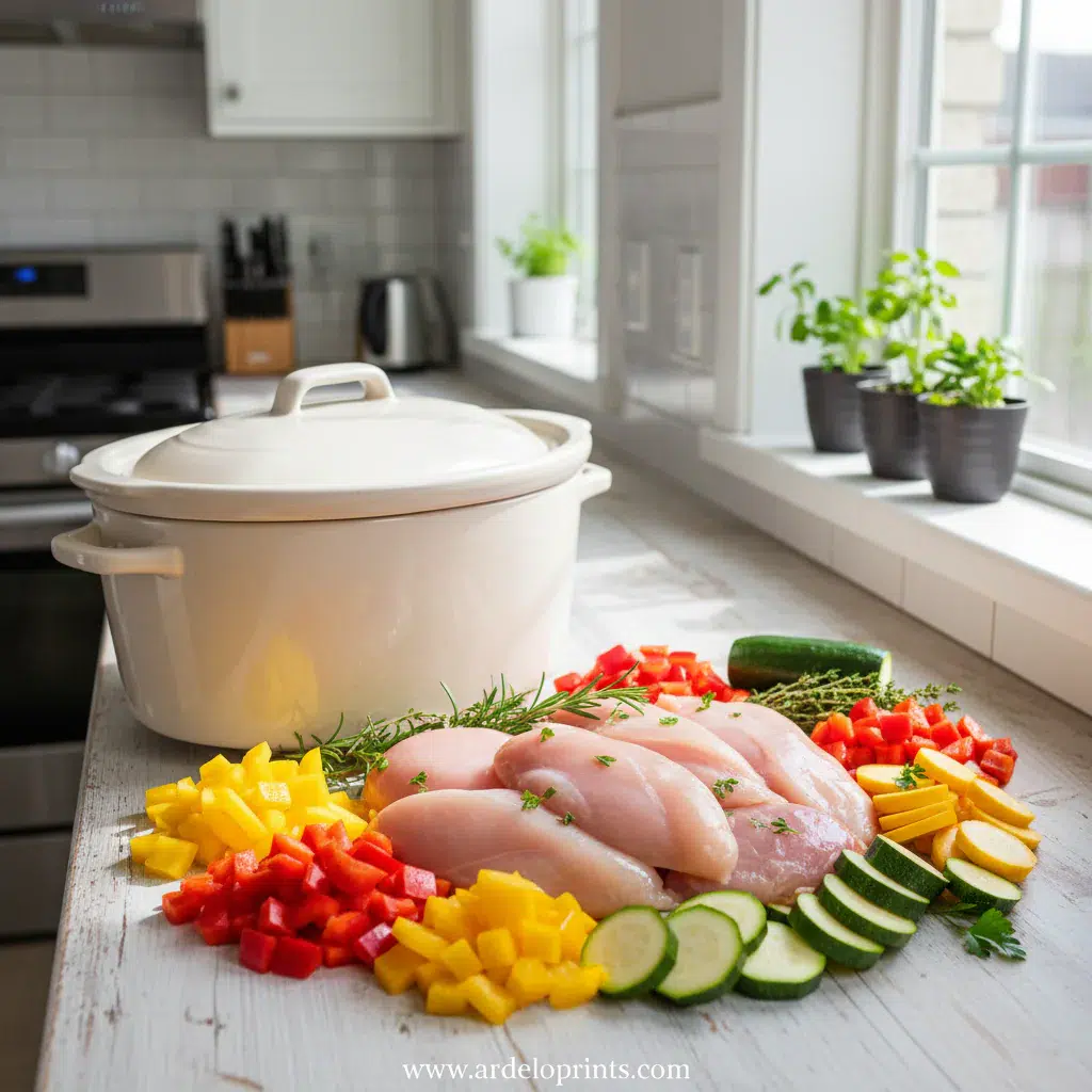 Healthy Summer Dump Meals for Slow Cooker - ingredients preparation