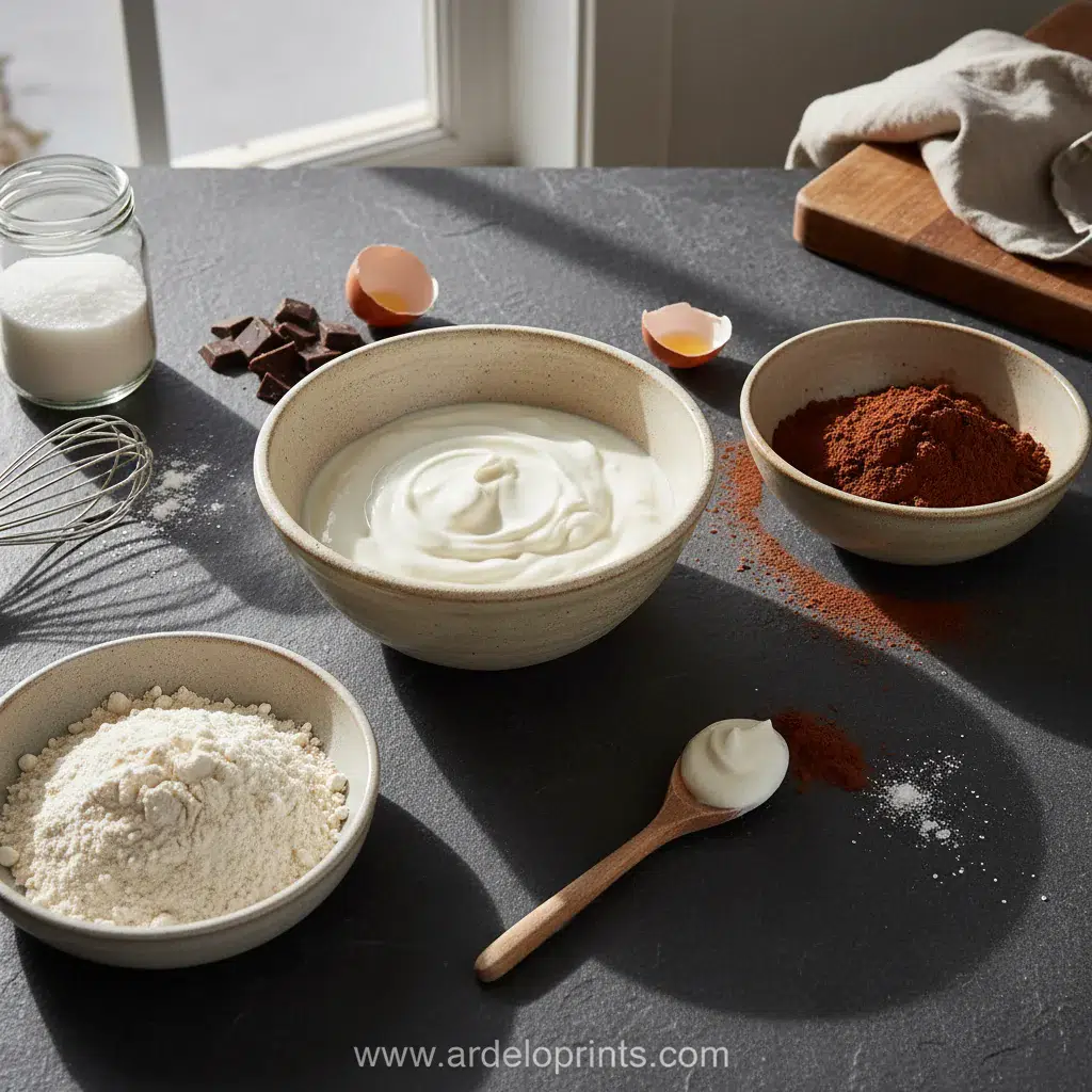 Greek Yogurt Chocolate Brownies Recipe - ingredients preparation