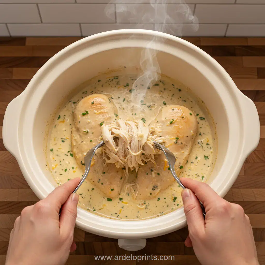 Crockpot Crack Chicken: So Easy & Creamy - cooking process