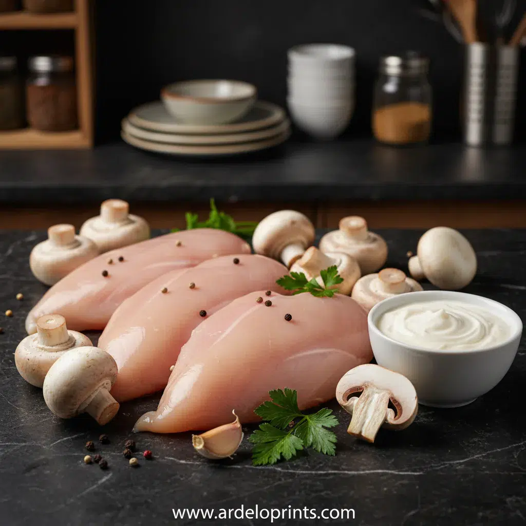 Creamy Mushroom Chicken Recipe - ingredients preparation