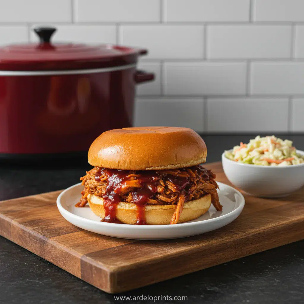 Crockpot BBQ Chicken: Easy Pulled Recipe - final presentation