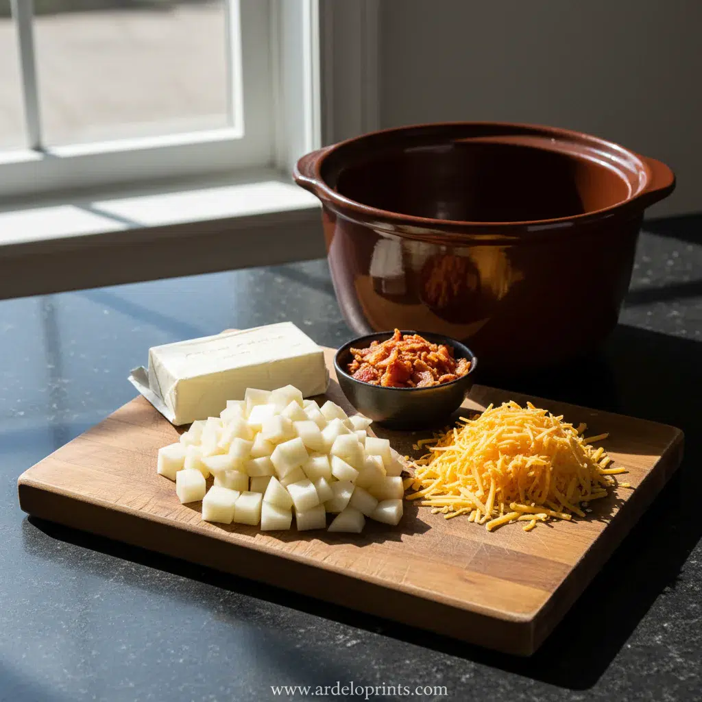 Crock Pot Crack Potato Soup - ingredients preparation