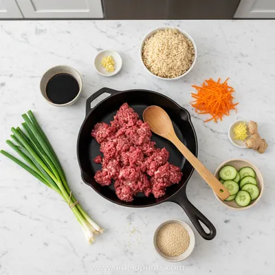 Korean Ground Beef Bowl - cooking process