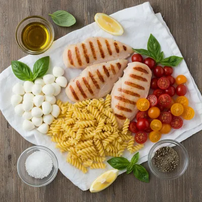 Layered Grilled Chicken Caprese Pasta Salad - cooking process