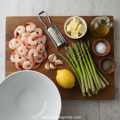 Lemon Garlic Shrimp and Asparagus – 20-Minute Dinner - ingredients preparation