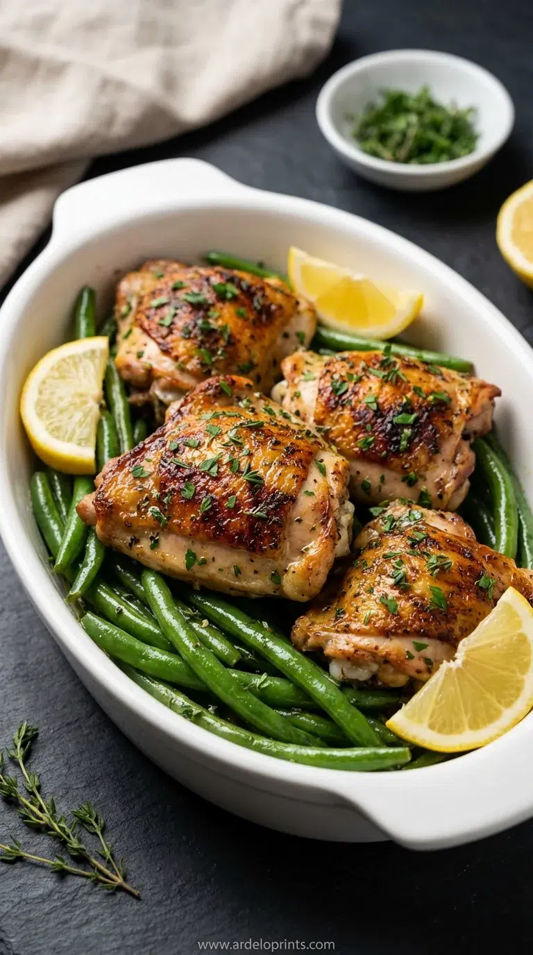 Lemon Garlic Chicken and Green Beans Recipe - final presentation