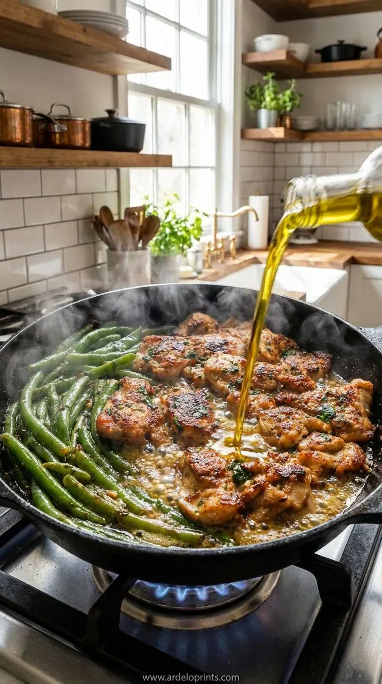 Lemon Garlic Chicken and Green Beans Recipe - cooking process