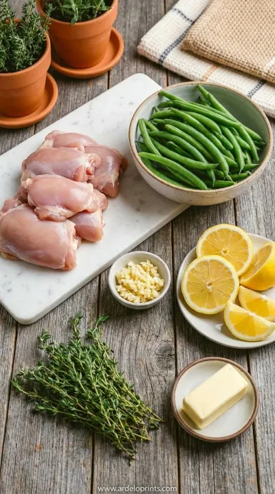 Lemon Garlic Chicken and Green Beans Recipe - ingredients preparation
