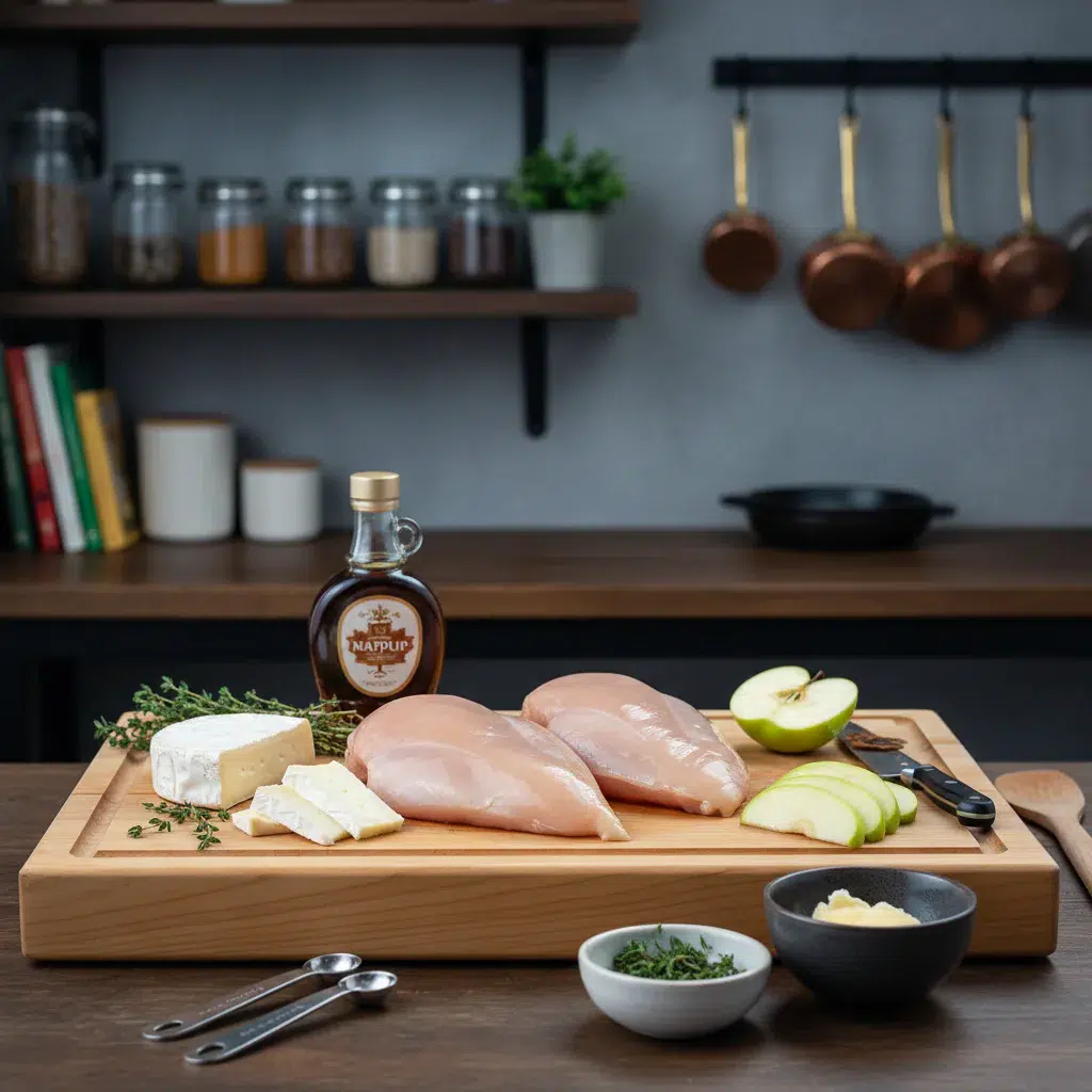 Maple Glazed Apple & Brie Stuffed Chicken - ingredients preparation