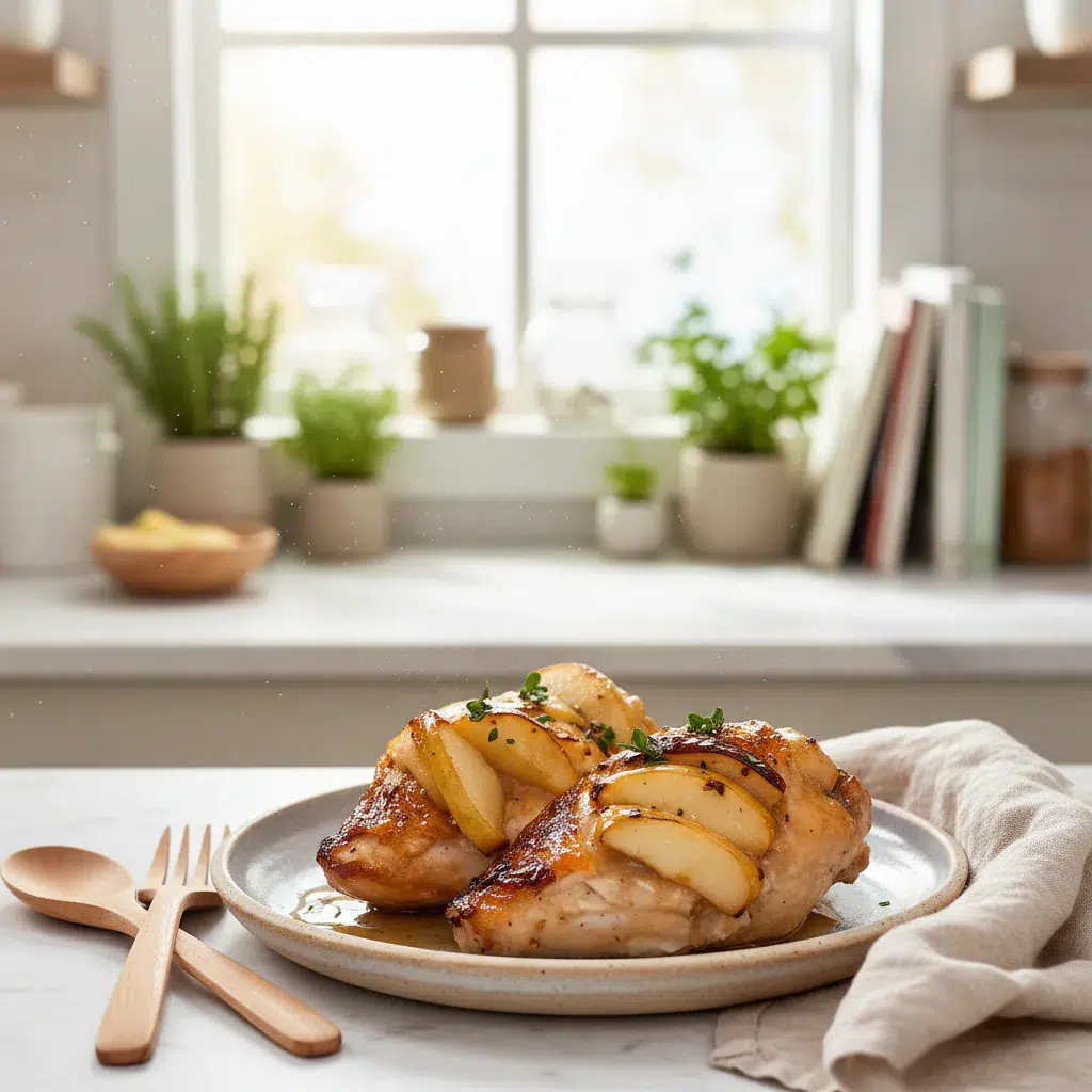 Maple Glazed Apple & Brie Stuffed Chicken - final presentation