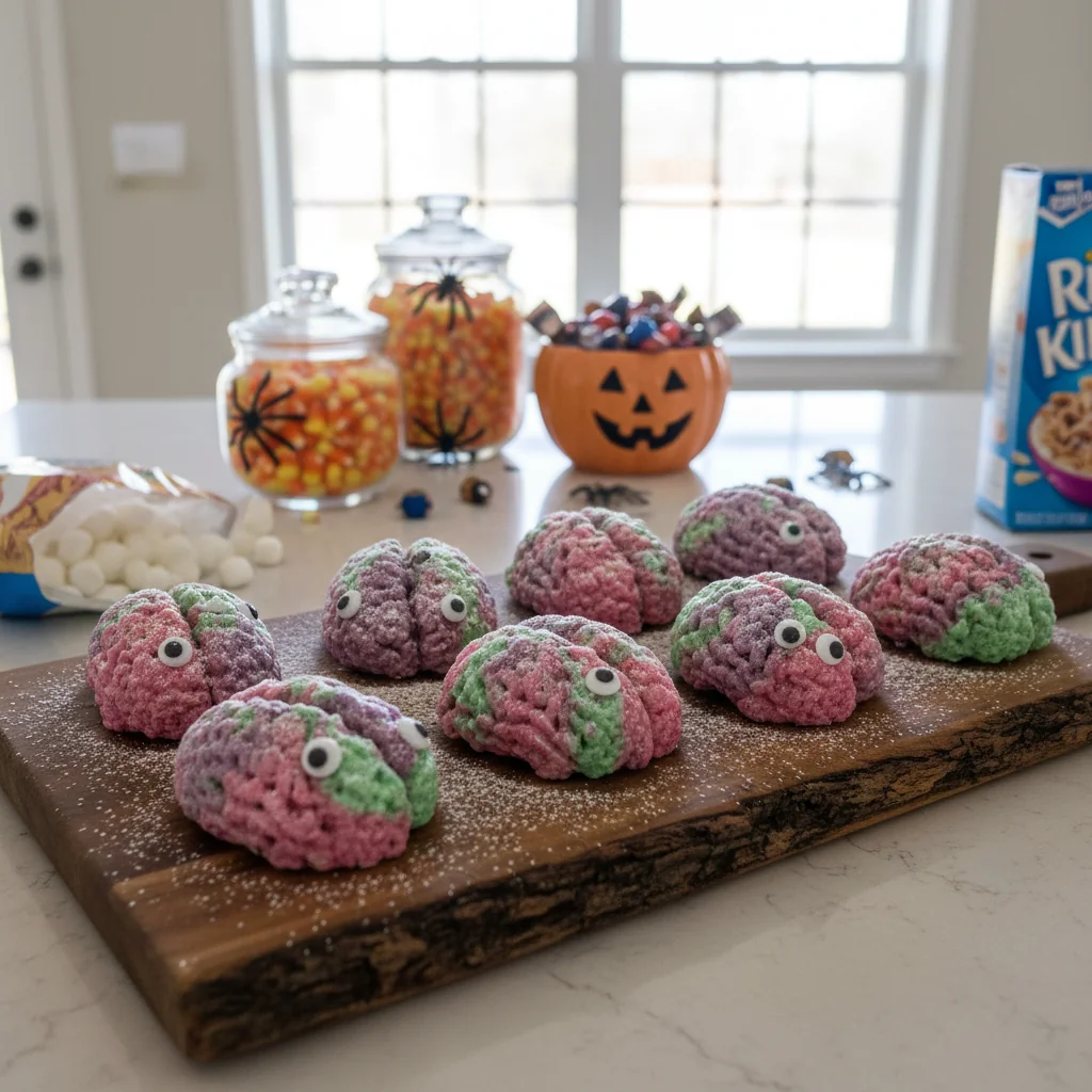 Marshmallow Rice Krispies Halloween Brains - feature image