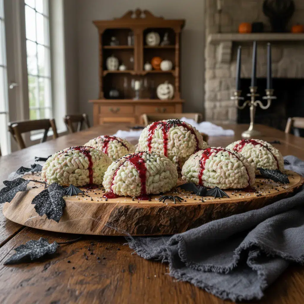 Marshmallow Rice Krispies Halloween Brains - final presentation
