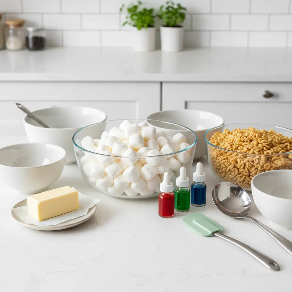 Marshmallow Rice Krispies Halloween Brains - ingredients preparation