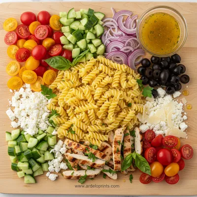 Mediterranean Chicken Pasta Salad - cooking process