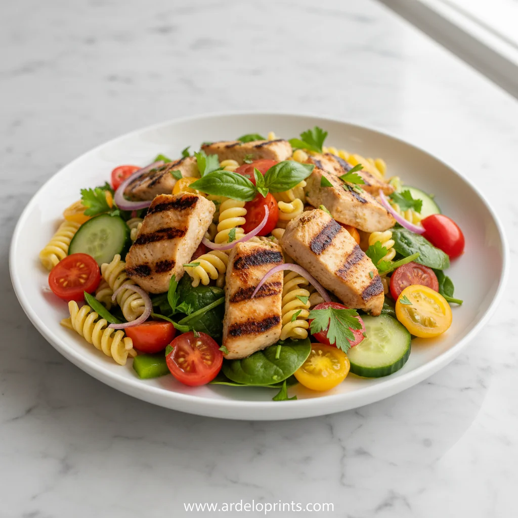 Mediterranean Chicken Pasta Salad - feature image