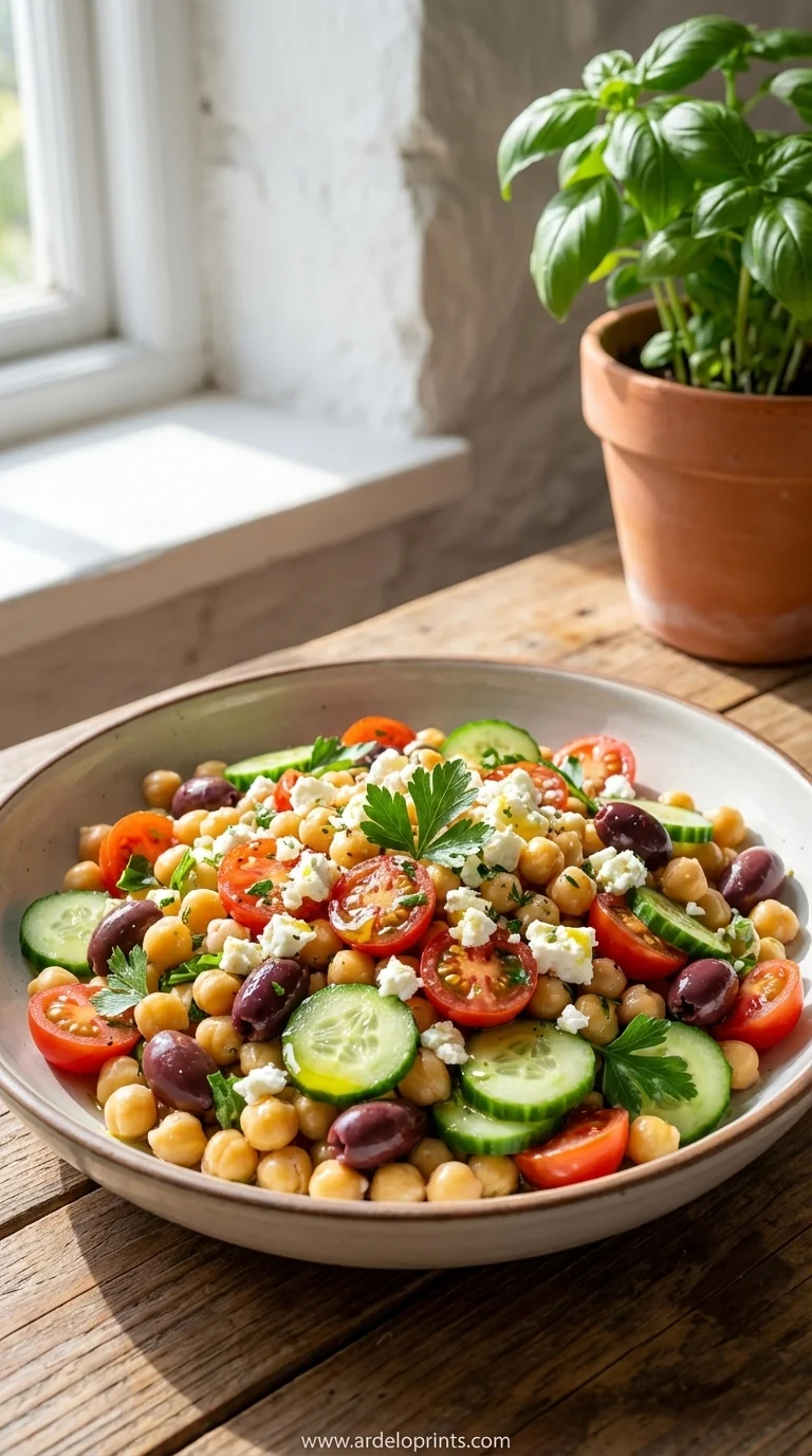 Mediterranean Chickpea Feta Salad Recipe
