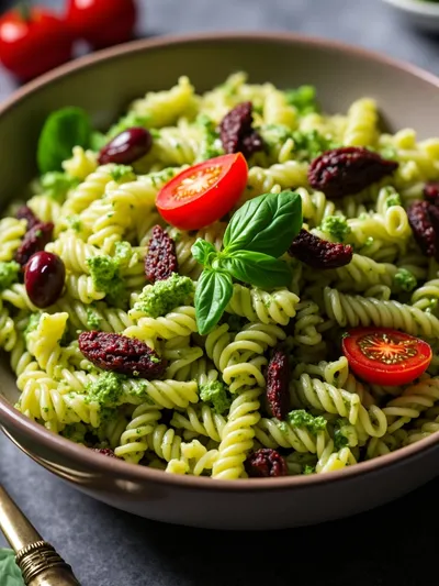 Mediterranean Pasta Salad with Pesto