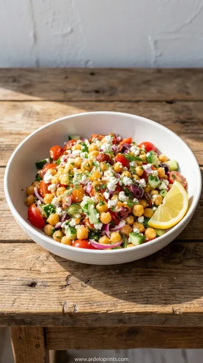 Mediterranean Chickpea Feta Salad Recipe - ready to serve