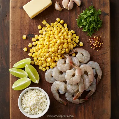 Mexican Street Corn and Shrimp Recipe - cooking process
