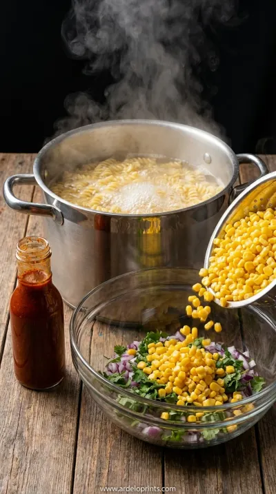 Mexican Street Corn Pasta Salad: Tasty Recipe - cooking process