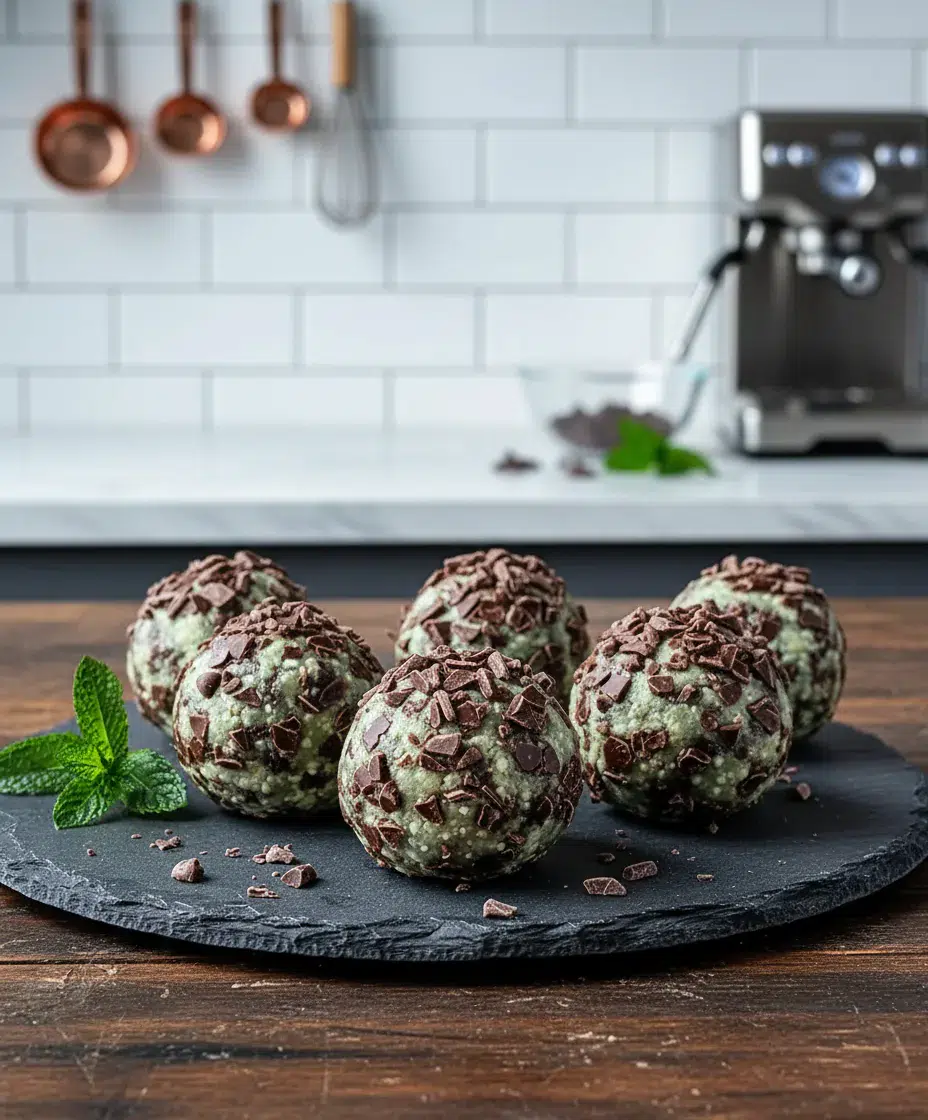 Mint Chocolate Chip Protein Balls Recipe - final presentation